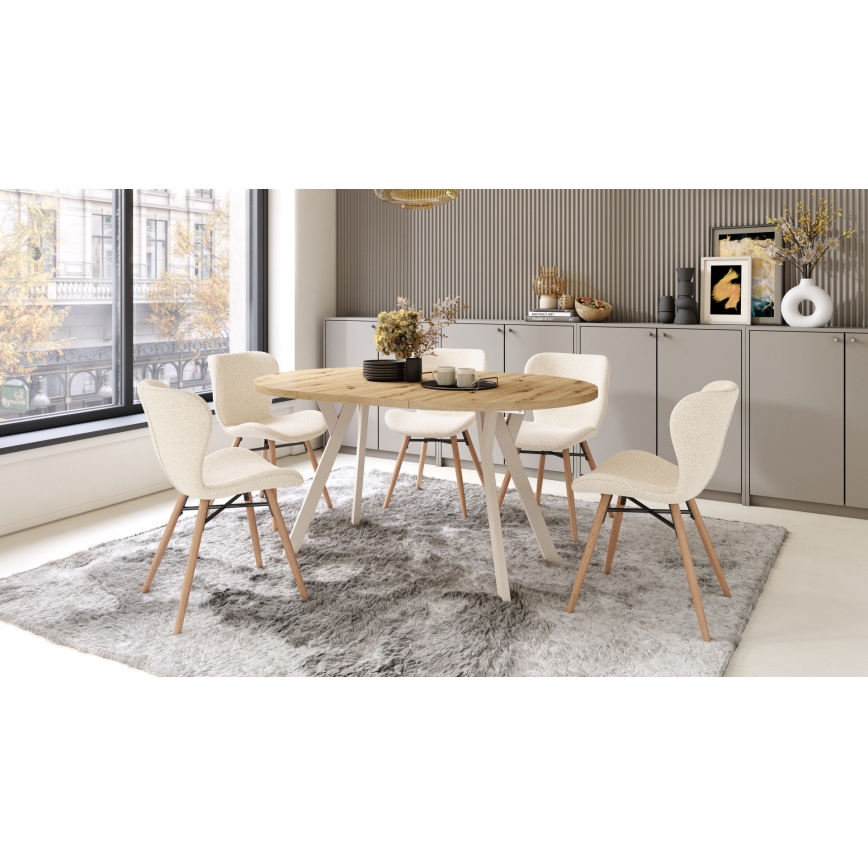 Mesa de comedor extensible ARTUR, roble artesano/beige