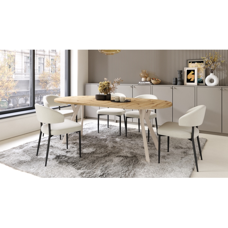 Mesa de comedor extensible ARTUR, roble artesano/beige