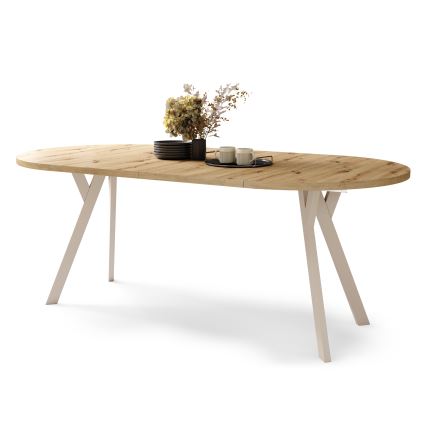 Mesa de comedor extensible ARTUR roble artisan/beige