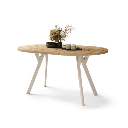 Mesa de comedor extensible ARTUR roble artisan/beige