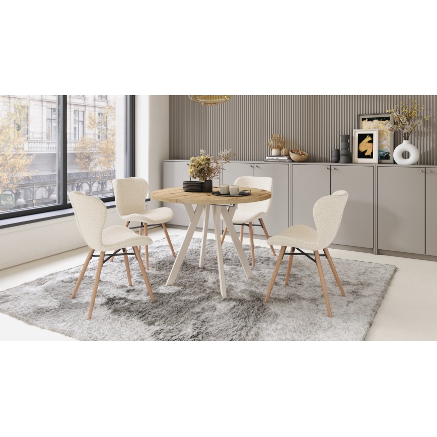 Mesa de comedor extensible ARTUR roble artisan/beige