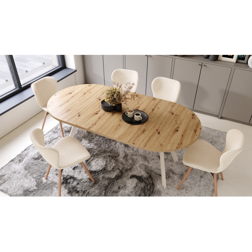 Mesa de comedor extensible ARTUR roble artisan/beige