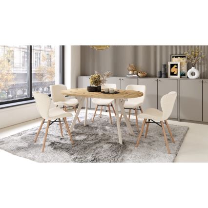 Mesa de comedor extensible ARTUR roble artisan/beige