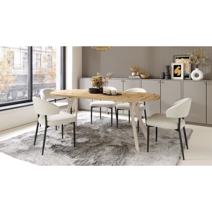 Mesa de comedor extensible ARTUR roble artisan/beige