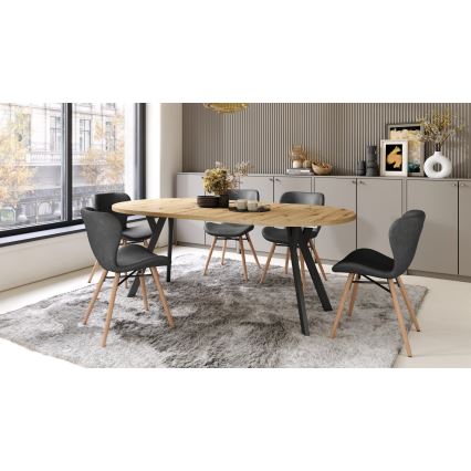Mesa de comedor extensible ARTUR roble artisan/negro