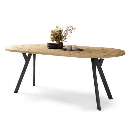 Mesa de comedor extensible ARTUR roble artisan/negro