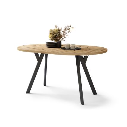 Mesa de comedor extensible ARTUR roble artisan/negro