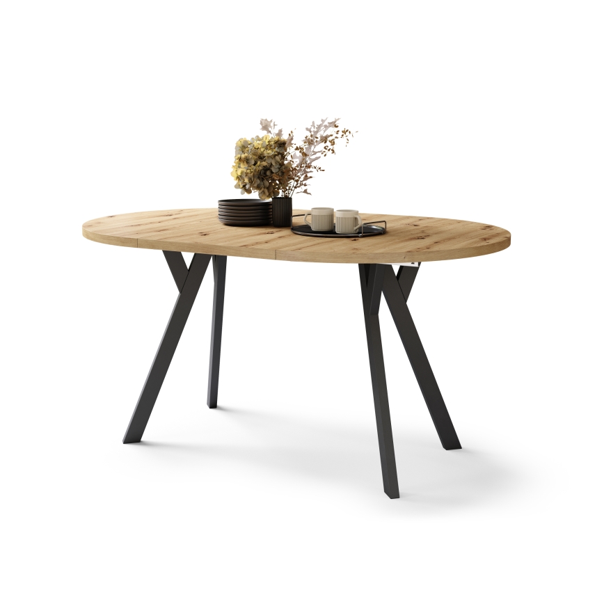 Mesa de comedor extensible ARTUR roble artisan/negro