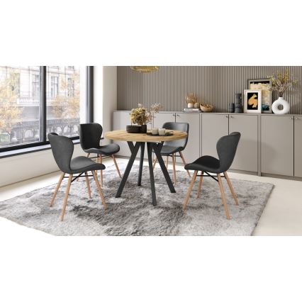 Mesa de comedor extensible ARTUR roble artisan/negro