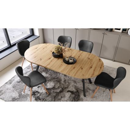 Mesa de comedor extensible ARTUR roble artisan/negro