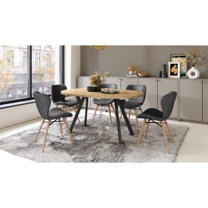 Mesa de comedor extensible ARTUR roble artisan/negro