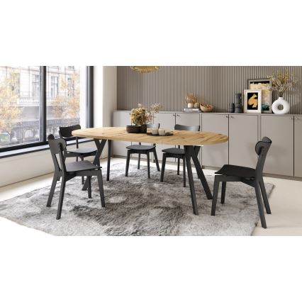 Mesa de comedor extensible ARTUR roble artisan/negro