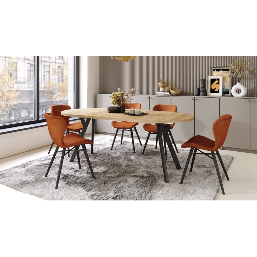 Mesa de comedor extensible ARTUR roble craft/negro