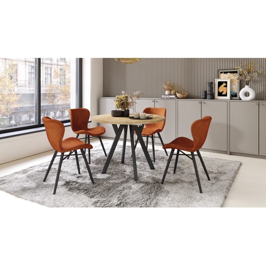 Mesa de comedor extensible ARTUR roble craft/negro