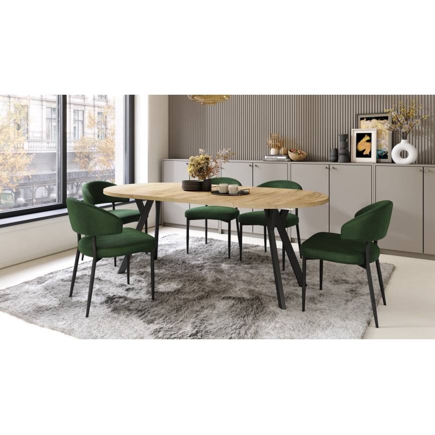 Mesa de comedor extensible ARTUR roble craft/negro