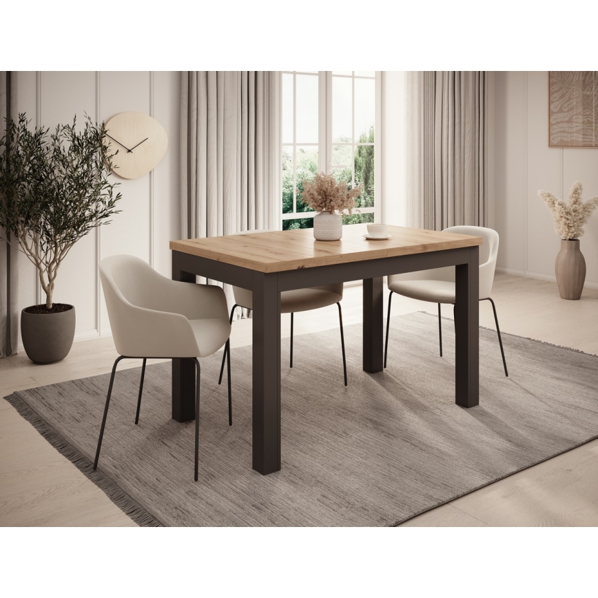 Mesa de comedor extensible DOO roble artisan/negro