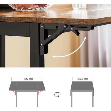 Mesa de comedor extensible ELDUR marrón/negro