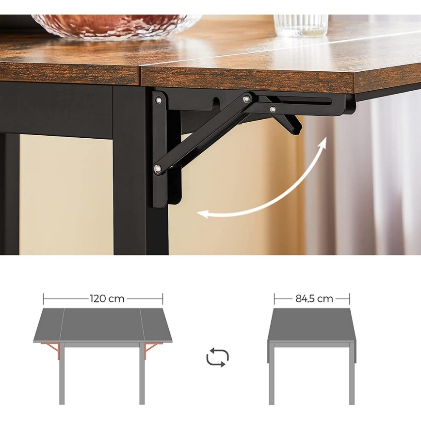 Mesa de comedor extensible ELDUR marrón/negro