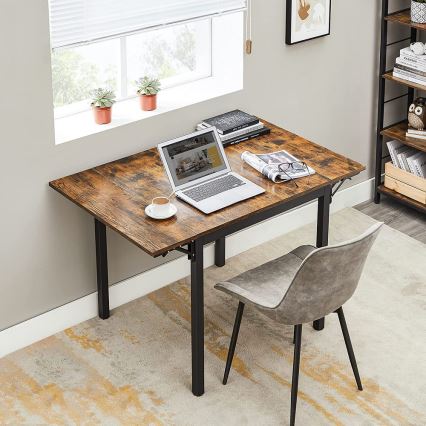 Mesa de comedor extensible ELDUR marrón/negro