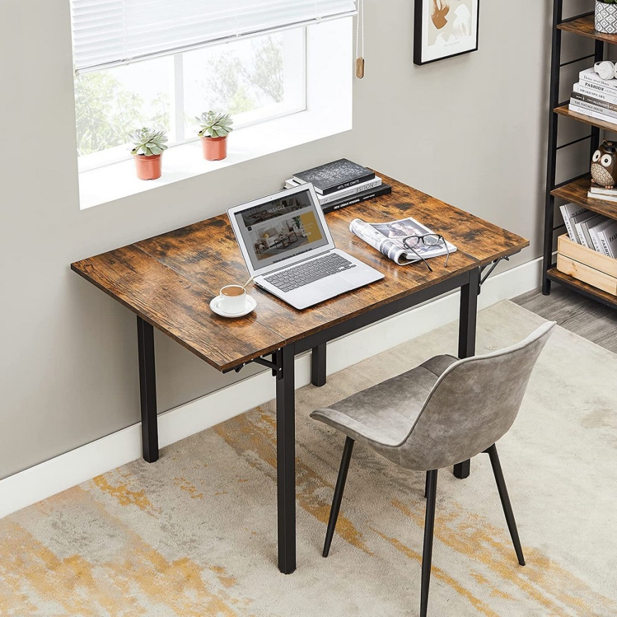 Mesa de comedor extensible ELDUR marrón/negro