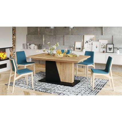 Mesa de comedor extensible NINO, roble craft/negro
