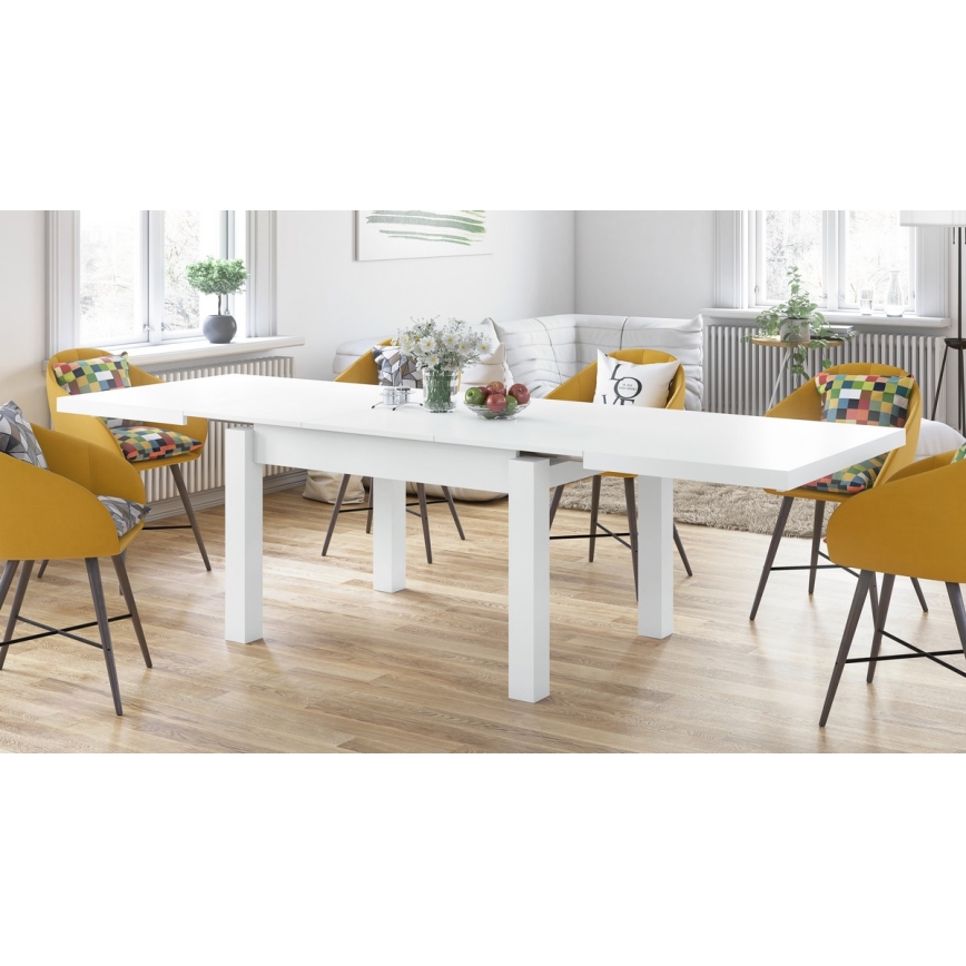 Mesa de comedor extensible para 12 personas RALF, 120/270x90 cm, blanca