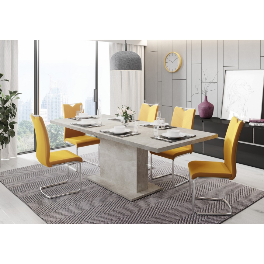 Mesa de comedor extensible STRAP, gris hormigón