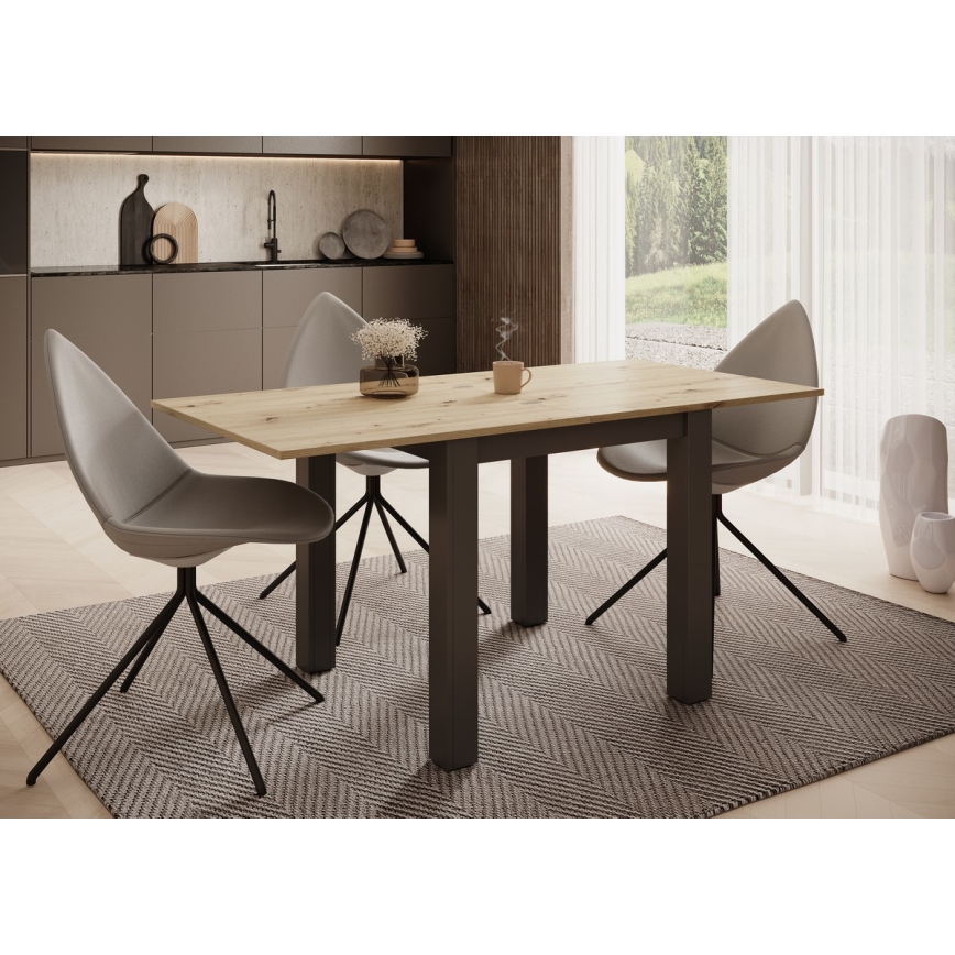 Mesa de comedor extensible ZARO roble artisan/negro