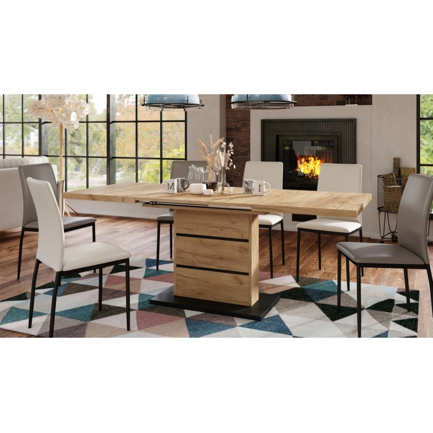 Mesa de comedor plegable PAOLO roble/negro