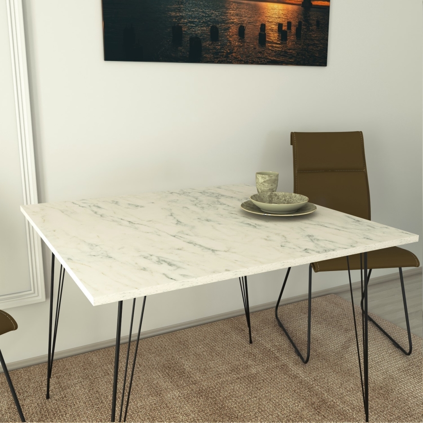 Mesa de comedor SANDALF 75x90 cm blanco/negro