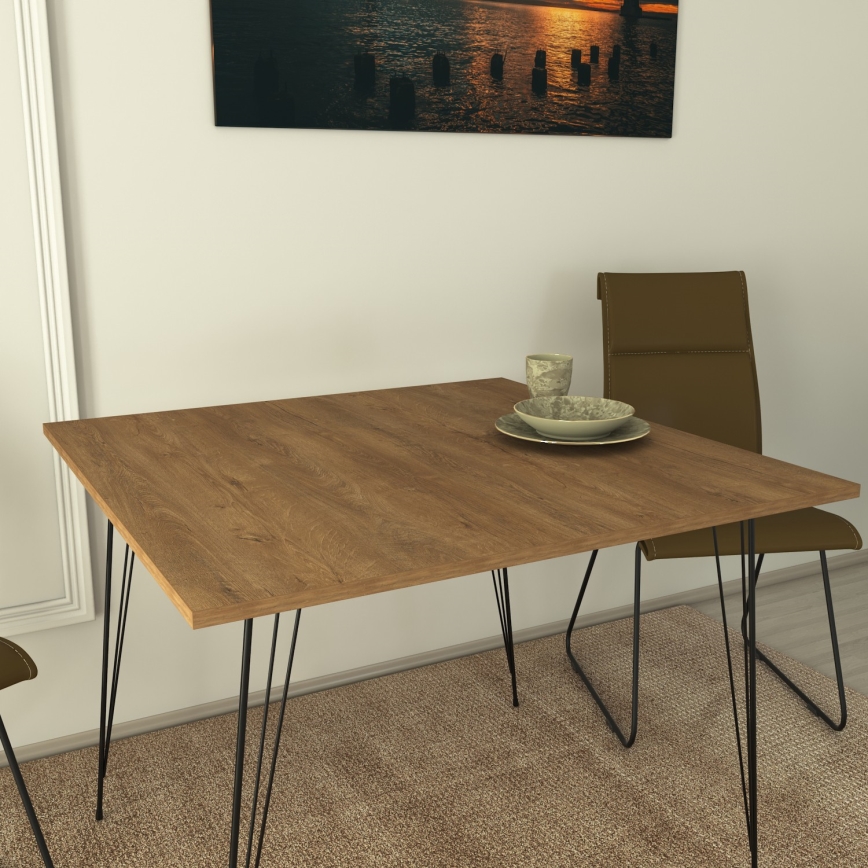 Mesa de comedor SANDALF 75x90 cm marrón/negro