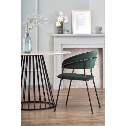 Mesa de comedor SEREIN, acabado en mármol blanco/negro