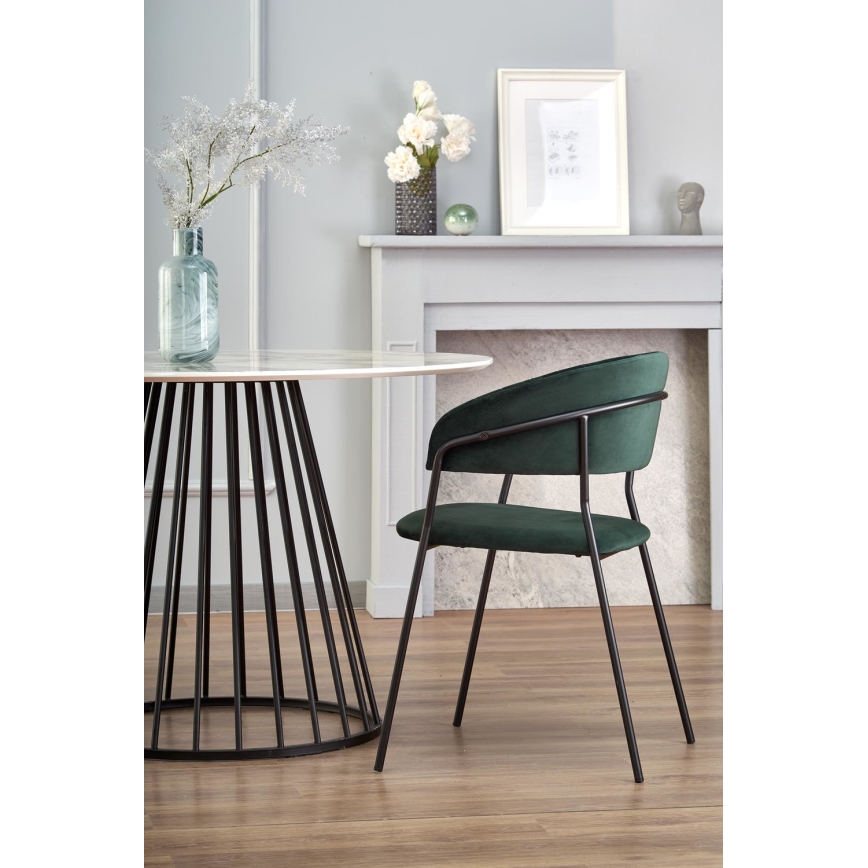 Mesa de comedor SEREIN, acabado en mármol blanco/negro