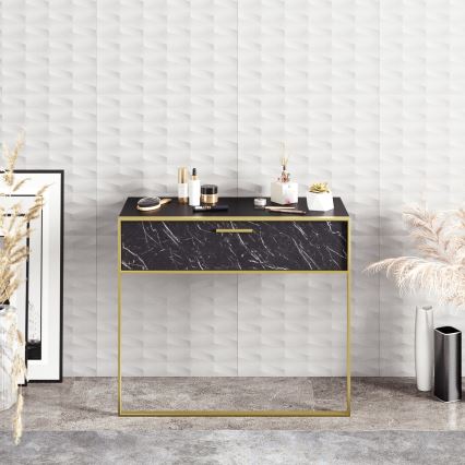 Mesa de pared POLKA 76,8x90 cm dorado/negro
