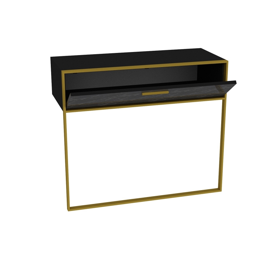 Mesa de pared POLKA 76,8x90 cm dorado/negro