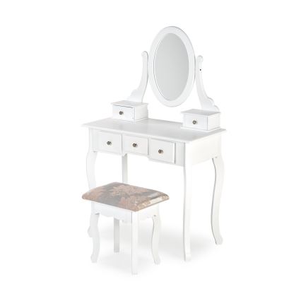 Mesa de tocador SARA 80x130 cm + stool 45x37 cm blanco
