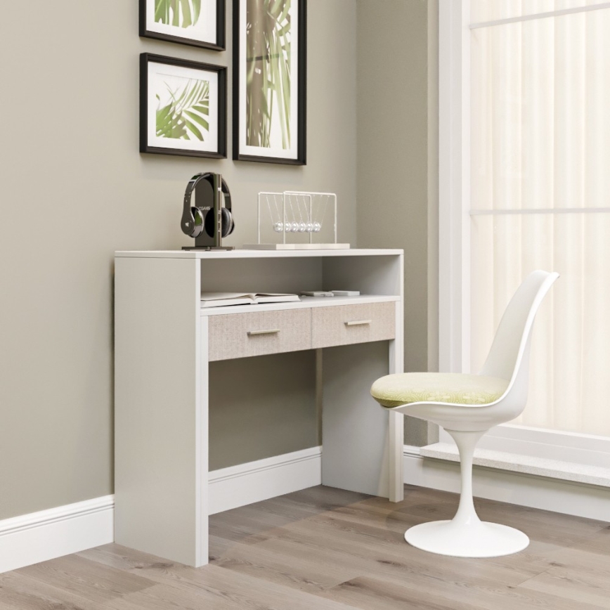 Mesa de trabajo 88x99 cm blanco/beige