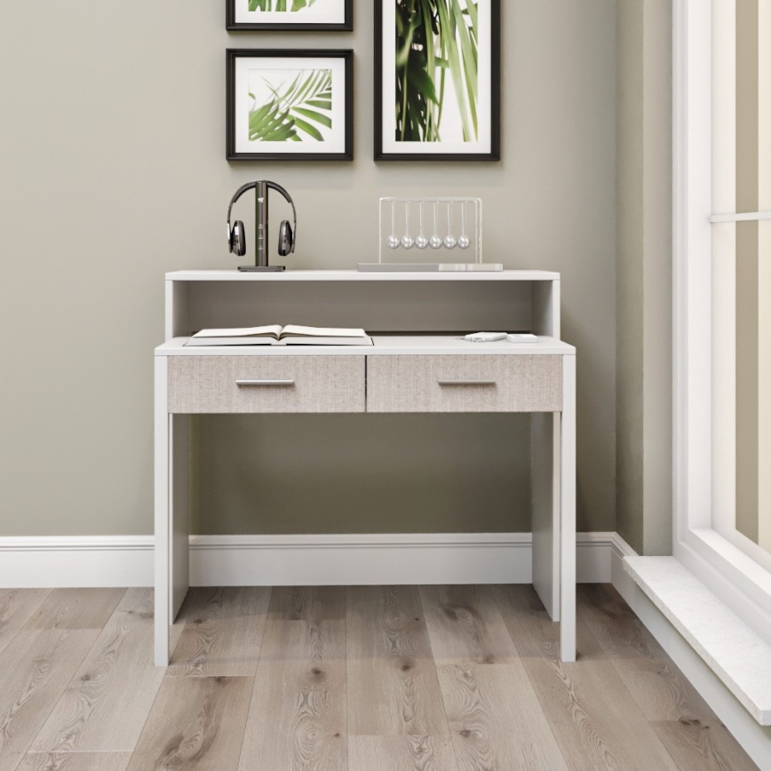 Mesa de trabajo 88x99 cm blanco/beige