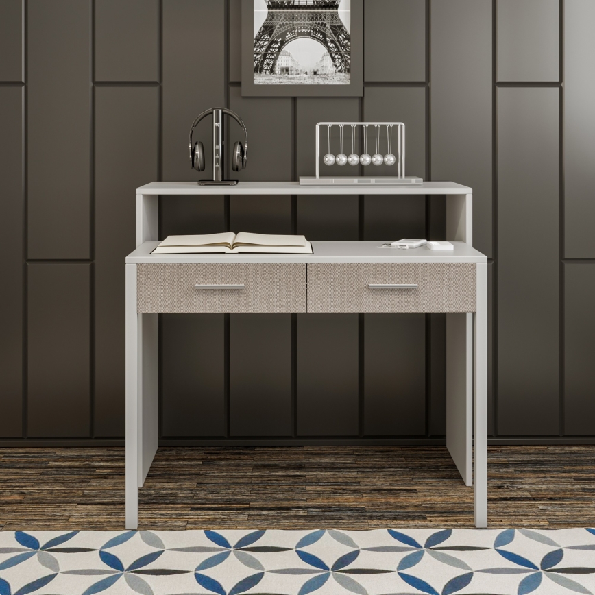 Mesa de trabajo 88x99 cm blanco/beige