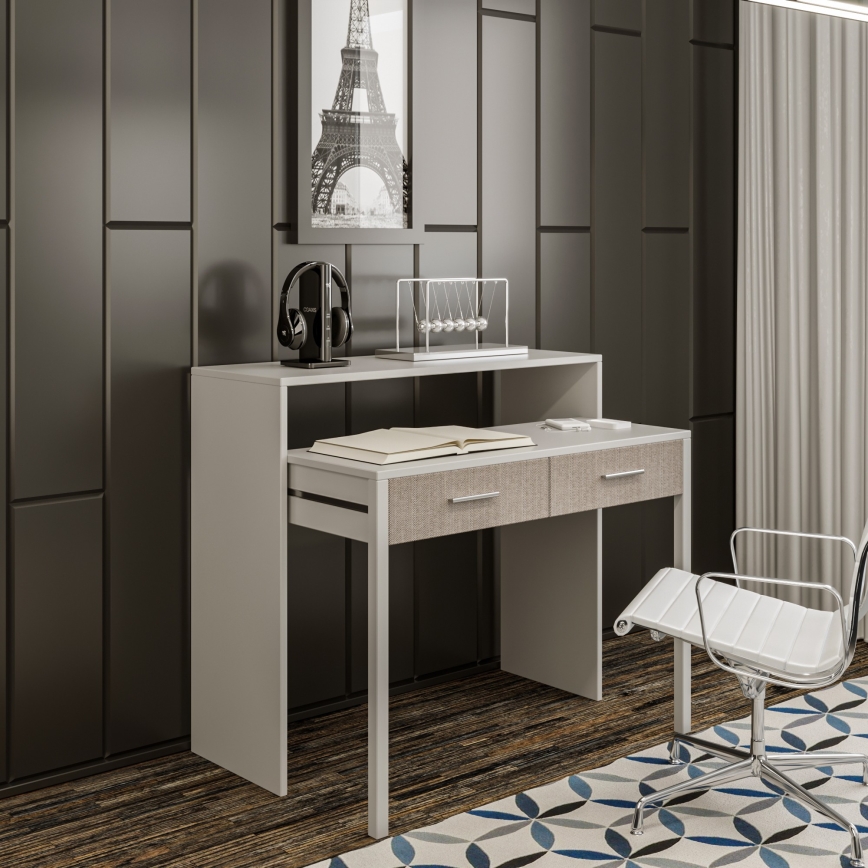 Mesa de trabajo 88x99 cm blanco/beige