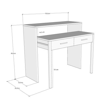 Mesa de trabajo 88x99 cm blanco/beige