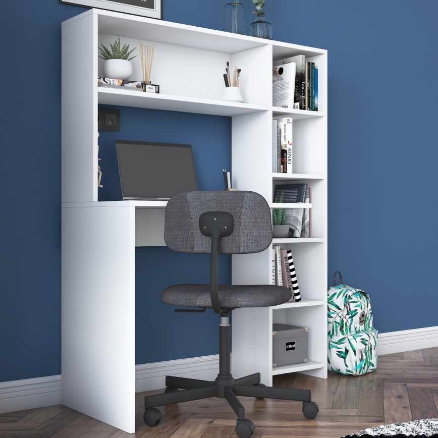 Mesa de trabajo con estante RANI 113,2x141,8 cm blanco
