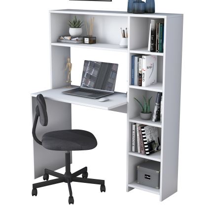 Mesa de trabajo con estante RANI 113,2x141,8 cm blanco
