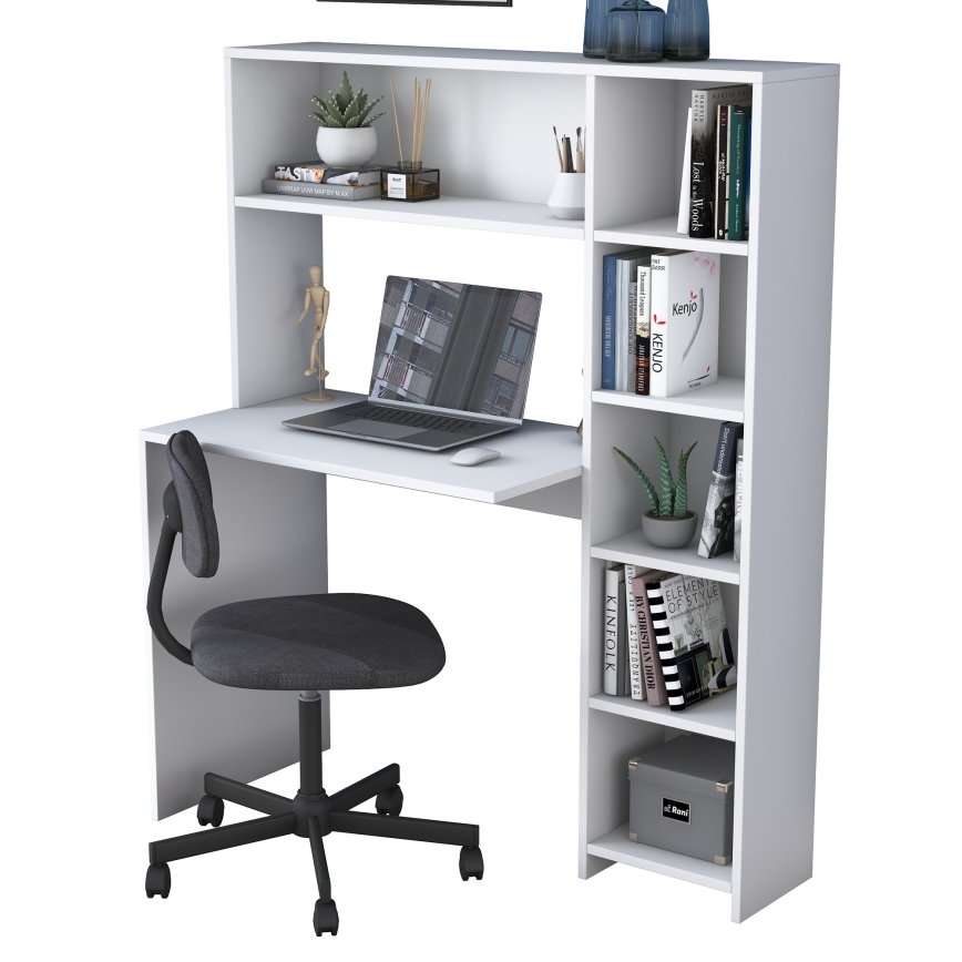 Mesa de trabajo con estante RANI 113,2x141,8 cm blanco