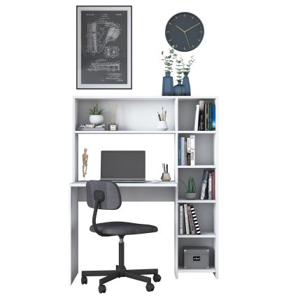 Mesa de trabajo con estante RANI 113,2x141,8 cm blanco