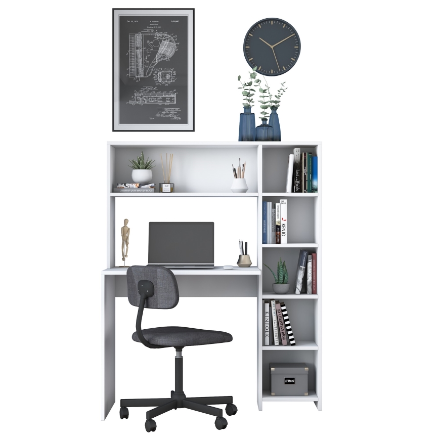Mesa de trabajo con estante RANI 113,2x141,8 cm blanco