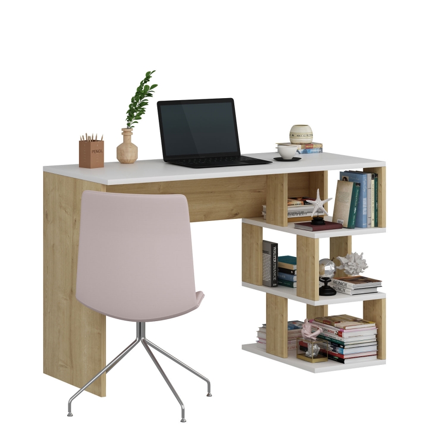 Mesa de trabajo DARDANOS 110x73,8 cm beige/blanco