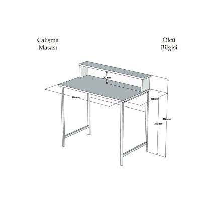 Mesa de trabajo USO 90,8x90 cm blanco/negro