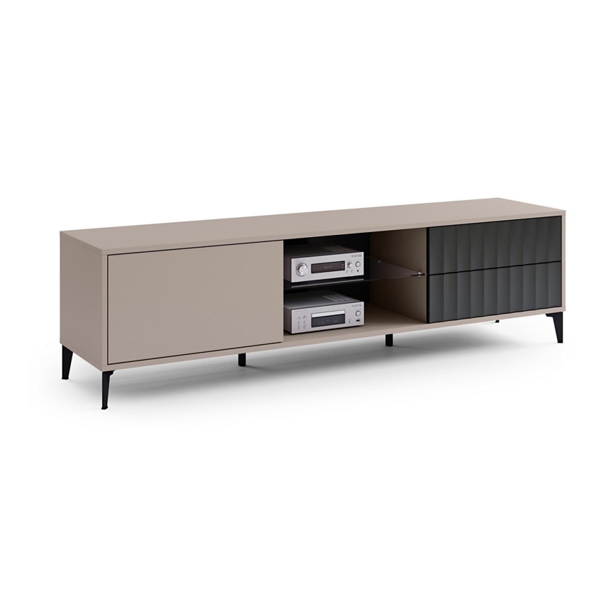 Mesa de TV con cajones RONJA taupe/negro