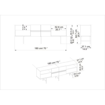 Mesa de TV DERIN 64,7x180 cm blanco